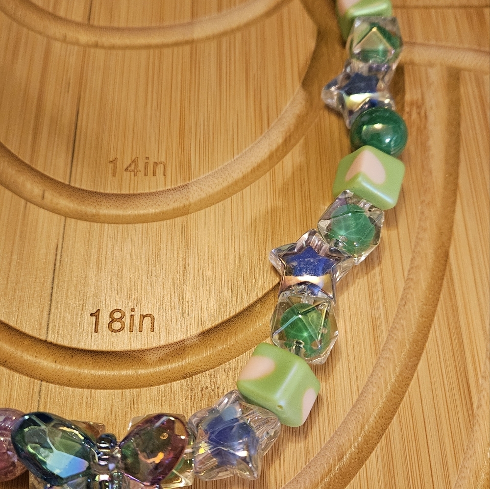 Handmade Colorful Beaded Necklace with Butterfly Pendant - Picture 5 of 12